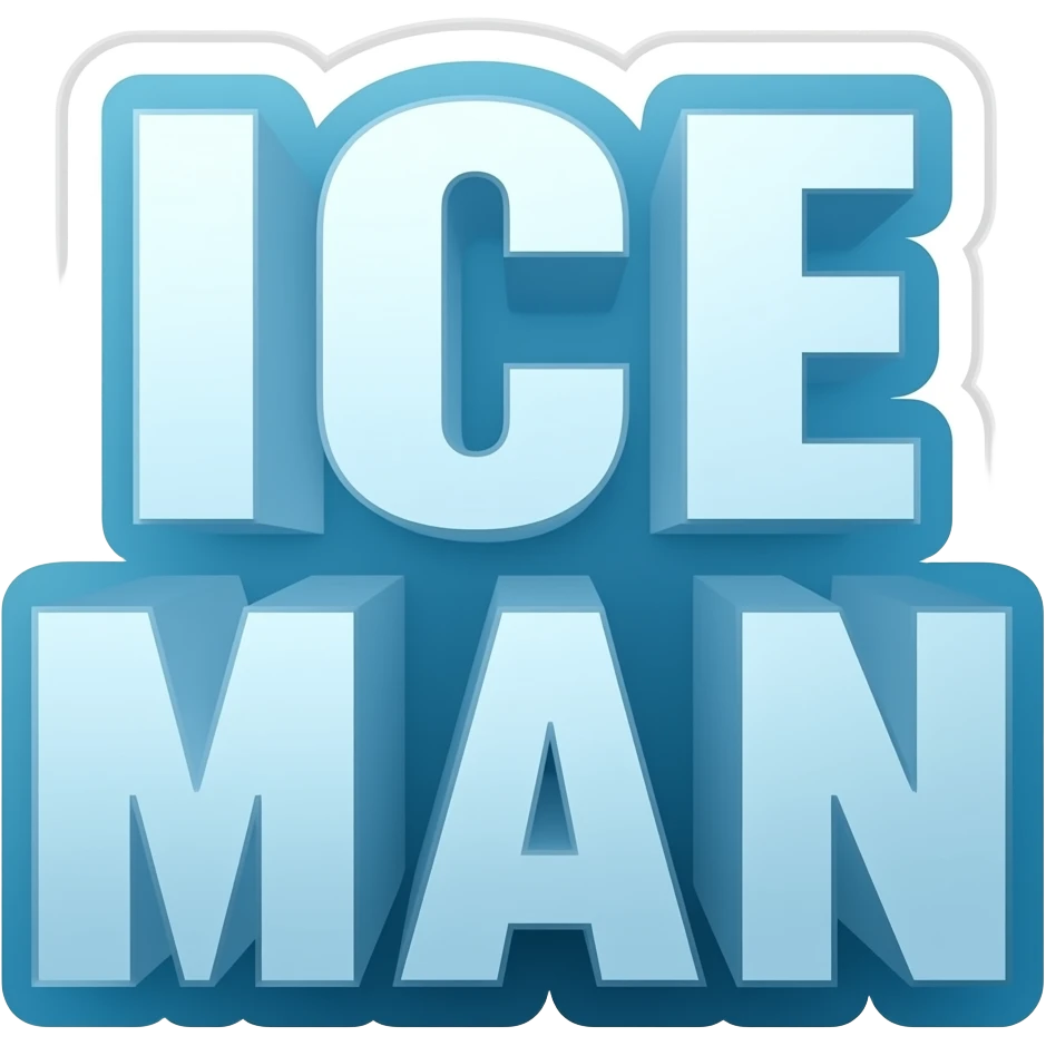 چنتا استیکر یخی بساز که متن ICE MAN نوشته باشه emoji