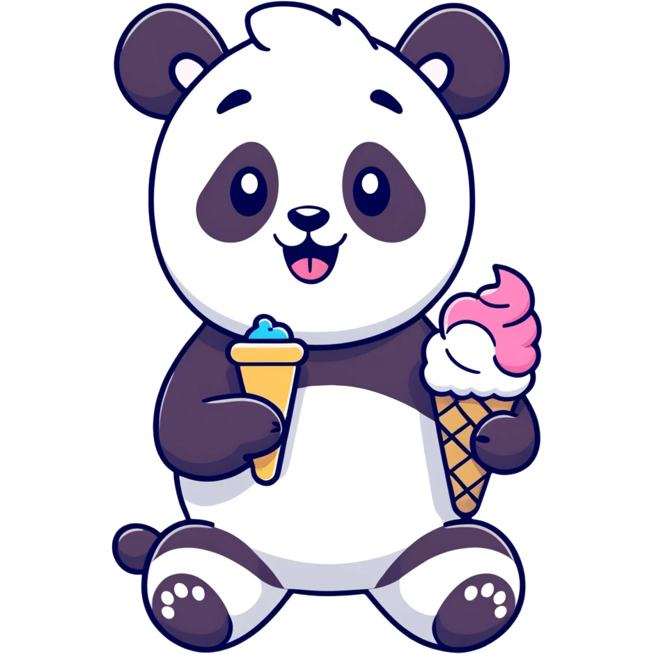 Panda eating ice cream emoji