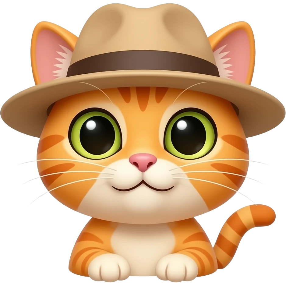orange Cat wearing hat, upper body emoji