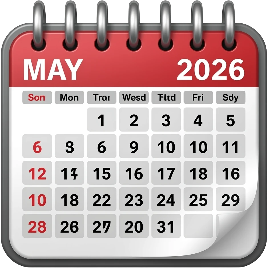 2026 calender May emoji