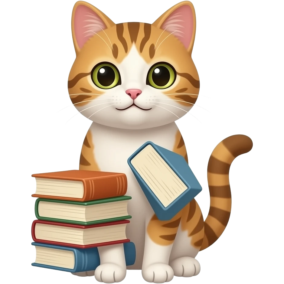 cat with books emoji