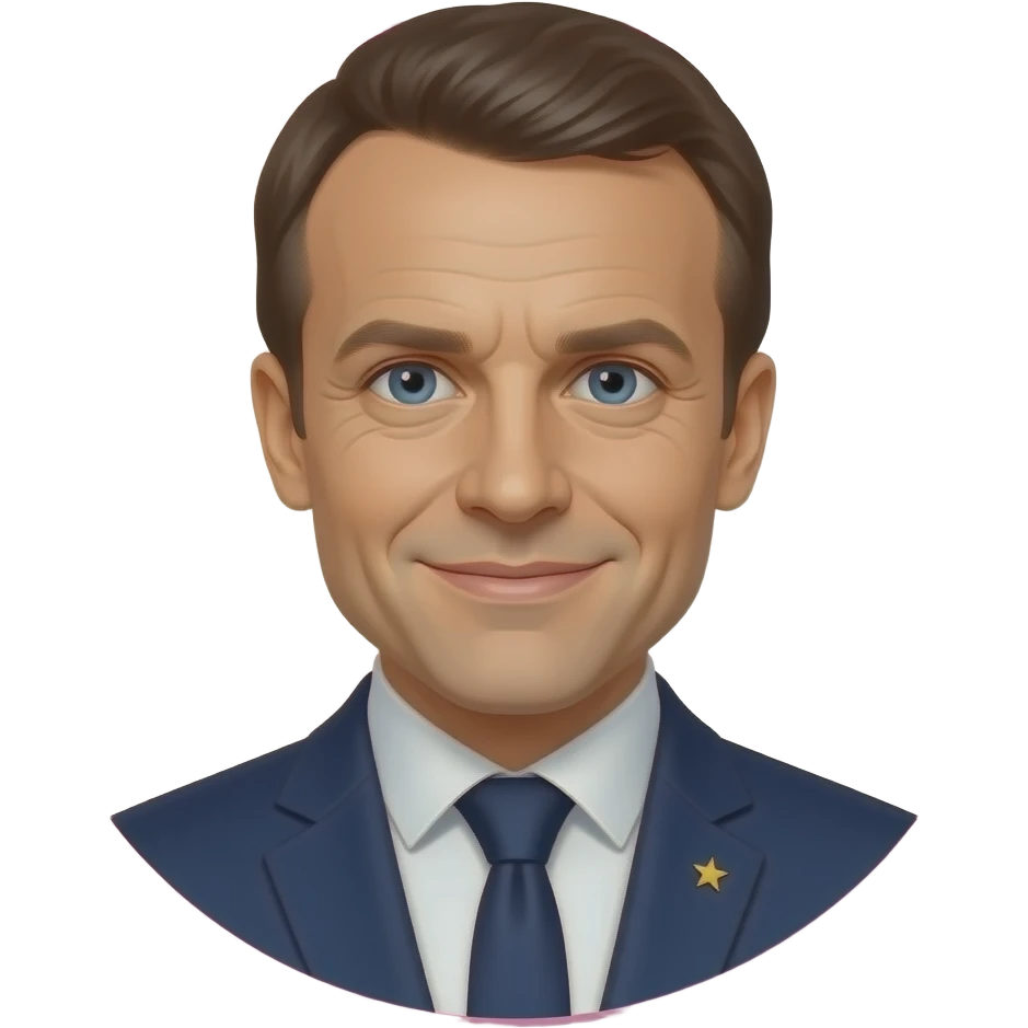 Créer moi Emanuel Macron à 4 pâte tourner vers nous avec un string rose emoji