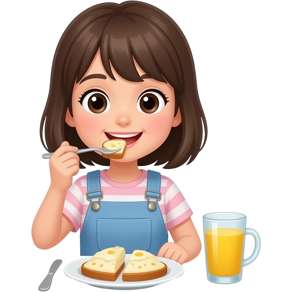 Dziewczynka je śniadanie emoji