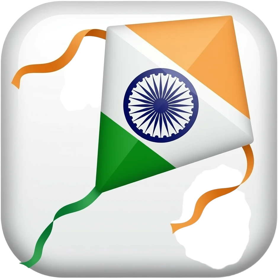 Indian Flag decor tricolor image as kite  icon emoji