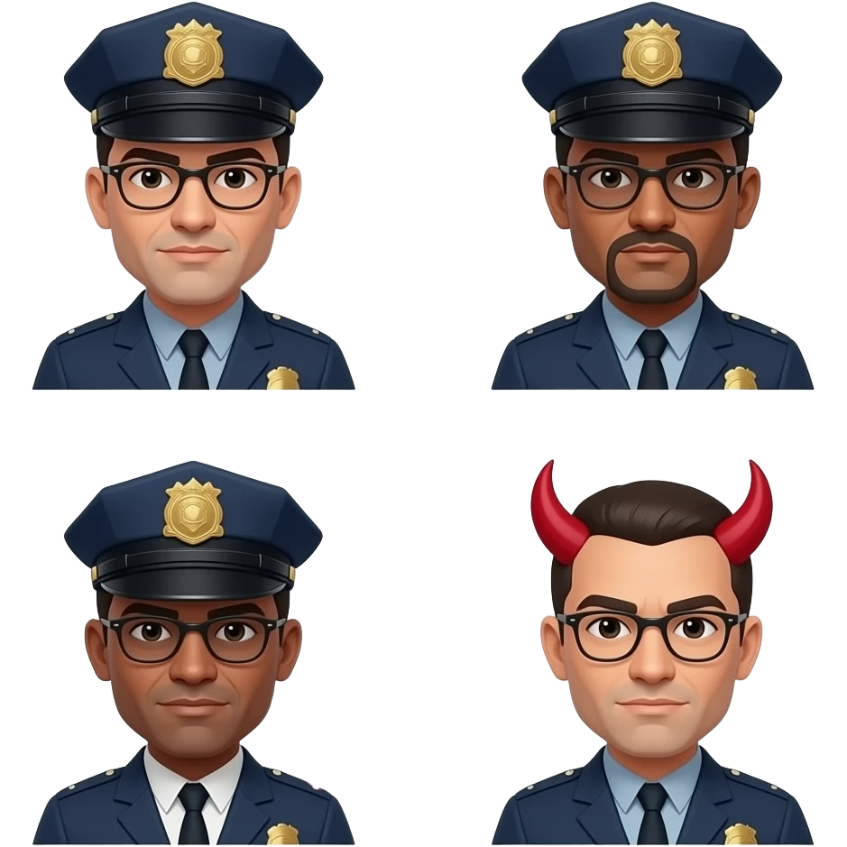 The gangster cop and the devil, their symbols emoji