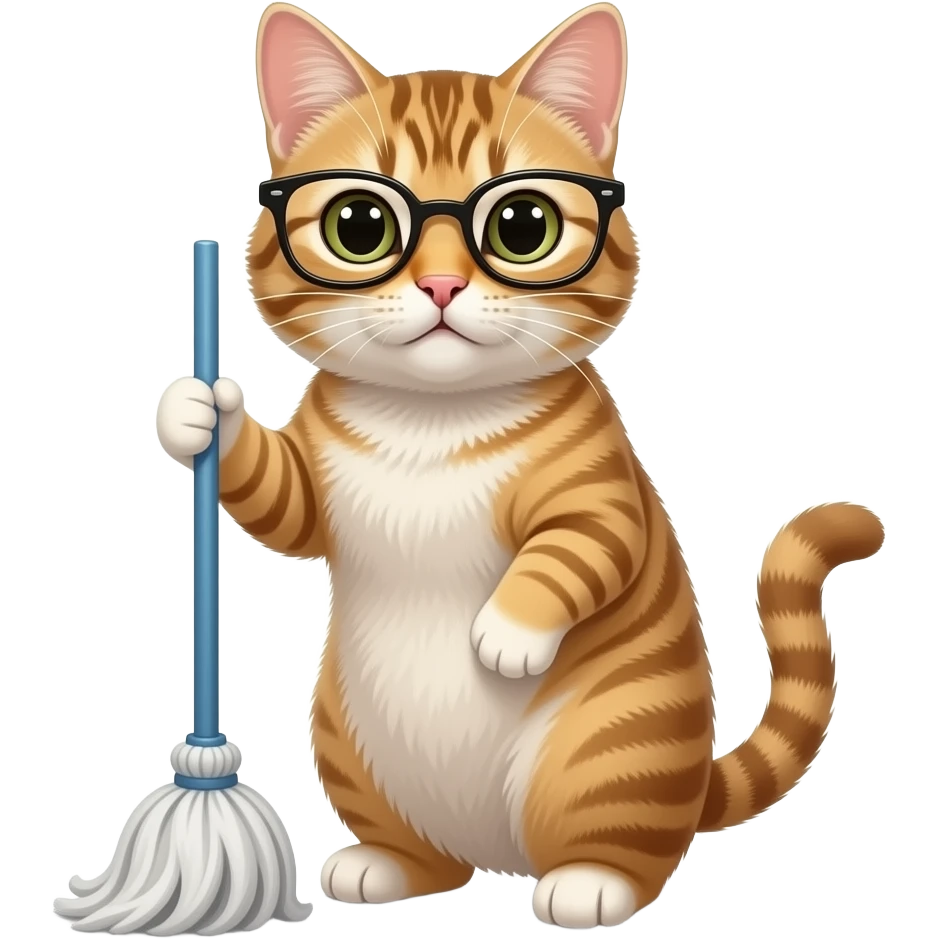 Cat with a mop

Cat wearing glasses emoji