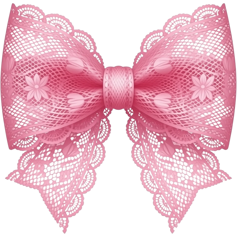 light pink ombre with  tulip rococo style pattern on bow lace coquette bow emoji