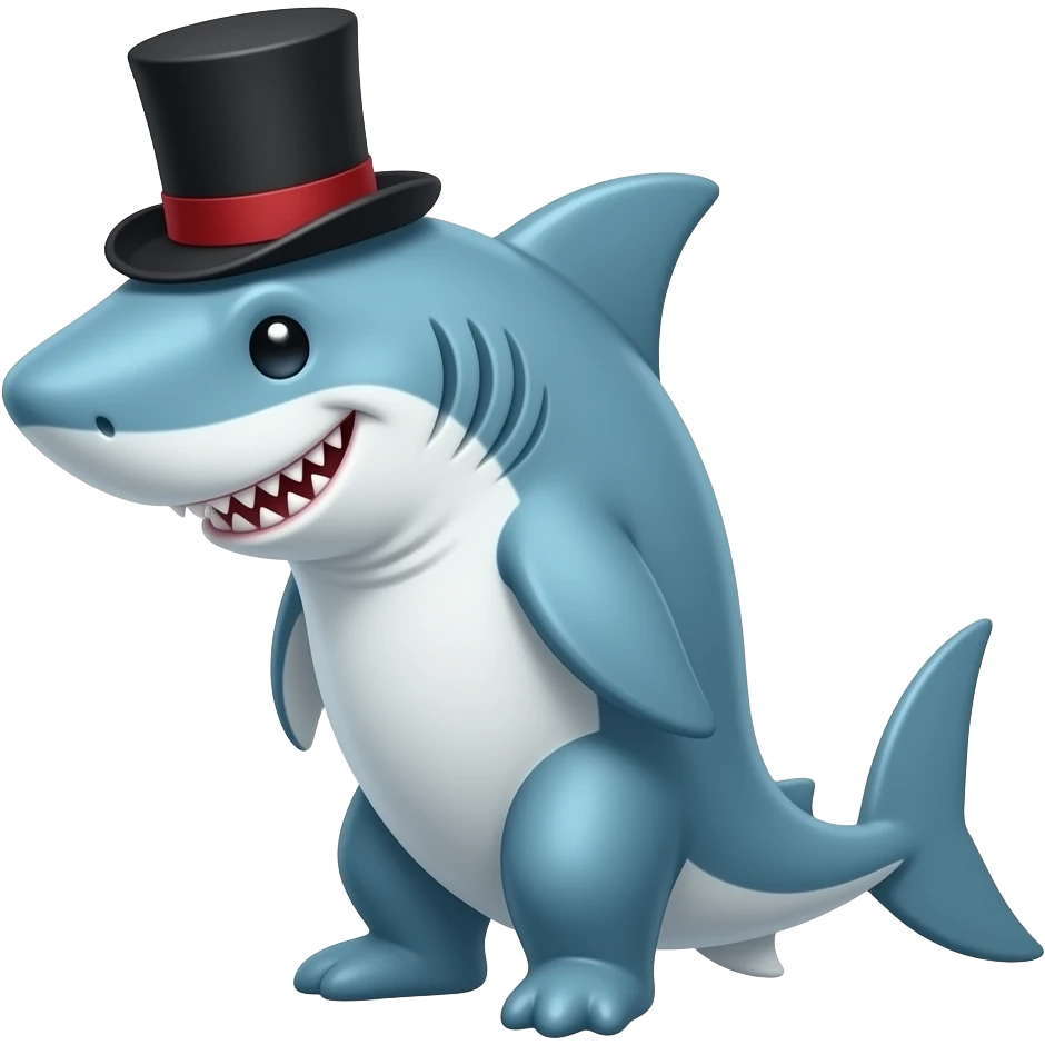 Shark with a top hat emoji