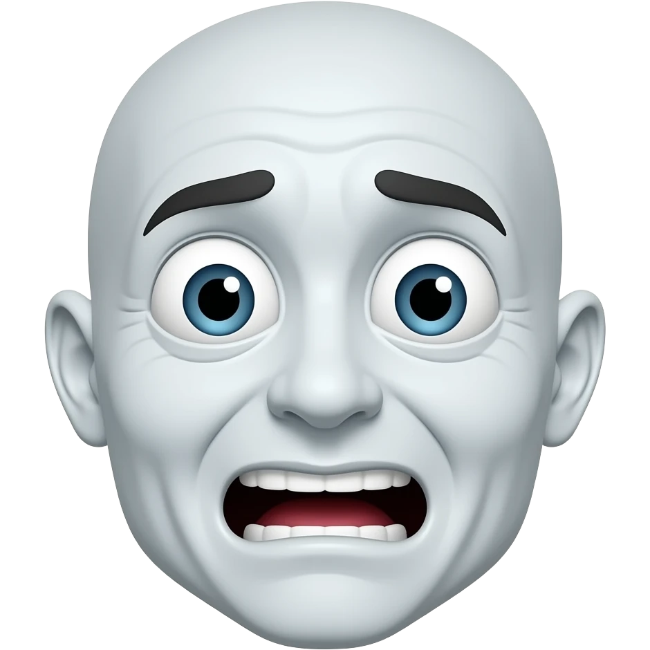 Make a 😀  emoji thats very horrified and skin white and scared emoji