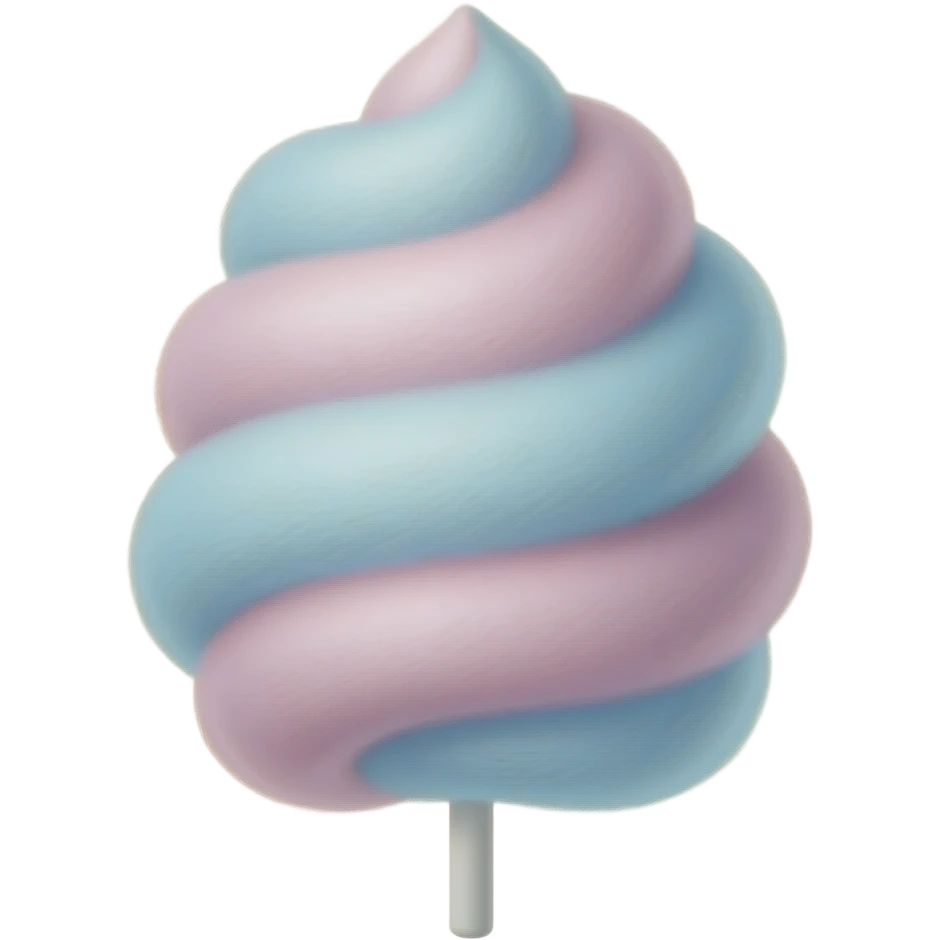 Pink and blue cotton candy on a little white stick emoji