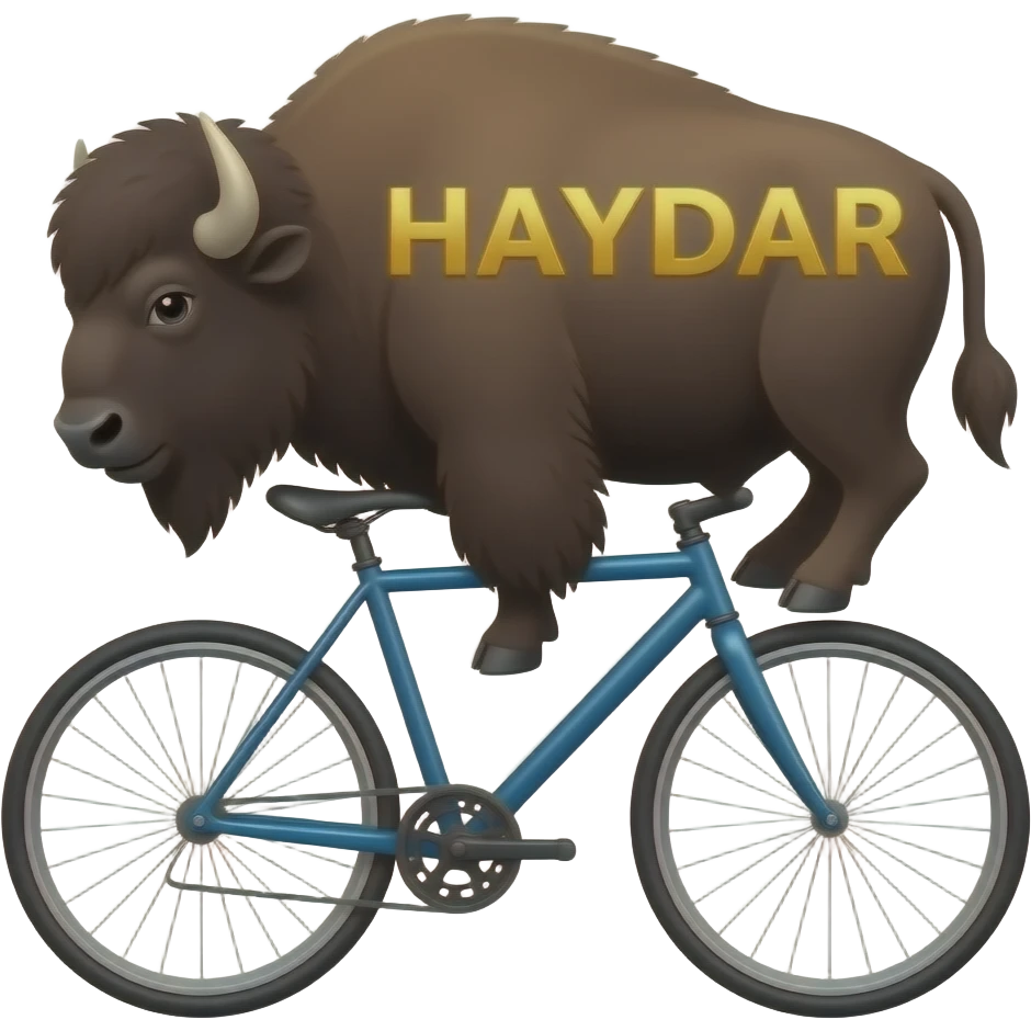Bisiklet süren bizon ve altın HAYDAR yazısı emoji