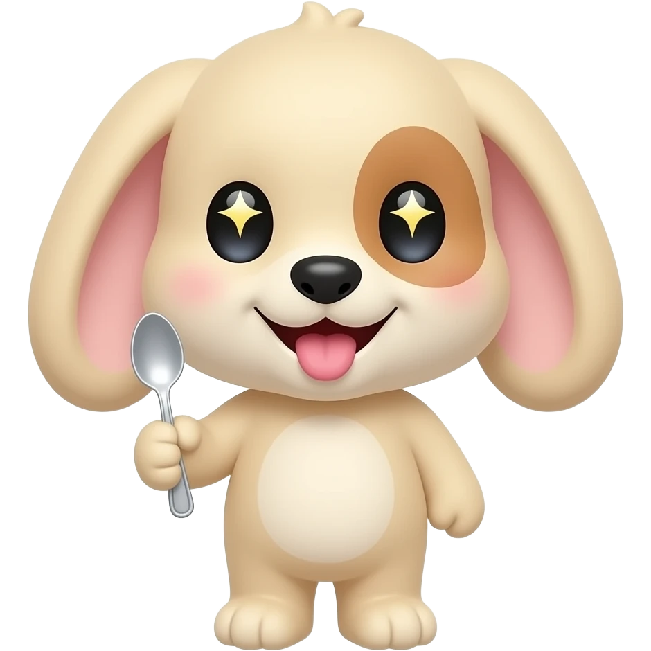 Cute 3D emoji-style animal character, a mix of a bunny and a puppy ...