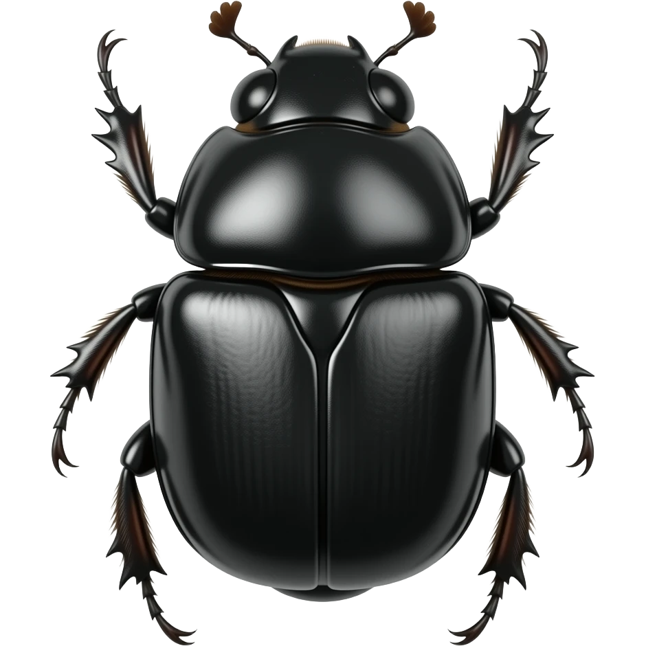 A dung beetle standing up with face emoji