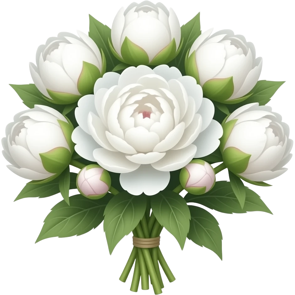 Белый букет пионов (ещё не раскрытых) emoji