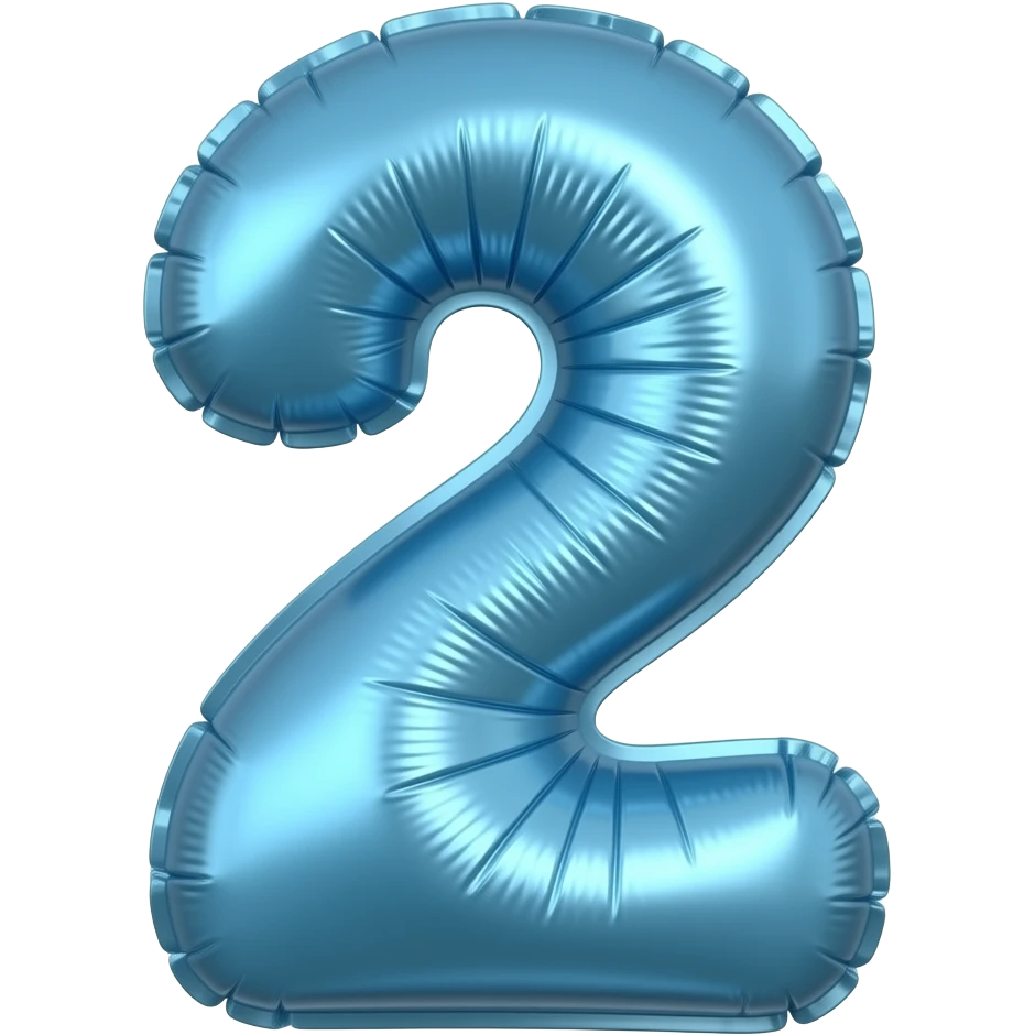 blue balloon shaped like the number 2 emoji