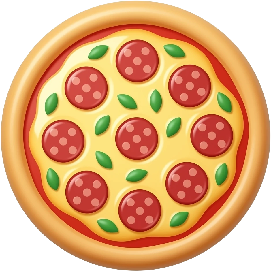 Create high-quality glossy emojis with a vibrant modern style.Make the emojis look premium, shiny, and eye-catching with bright highlights, smooth gradients, soft reflections, and glowing details. Pizza emoji emoji