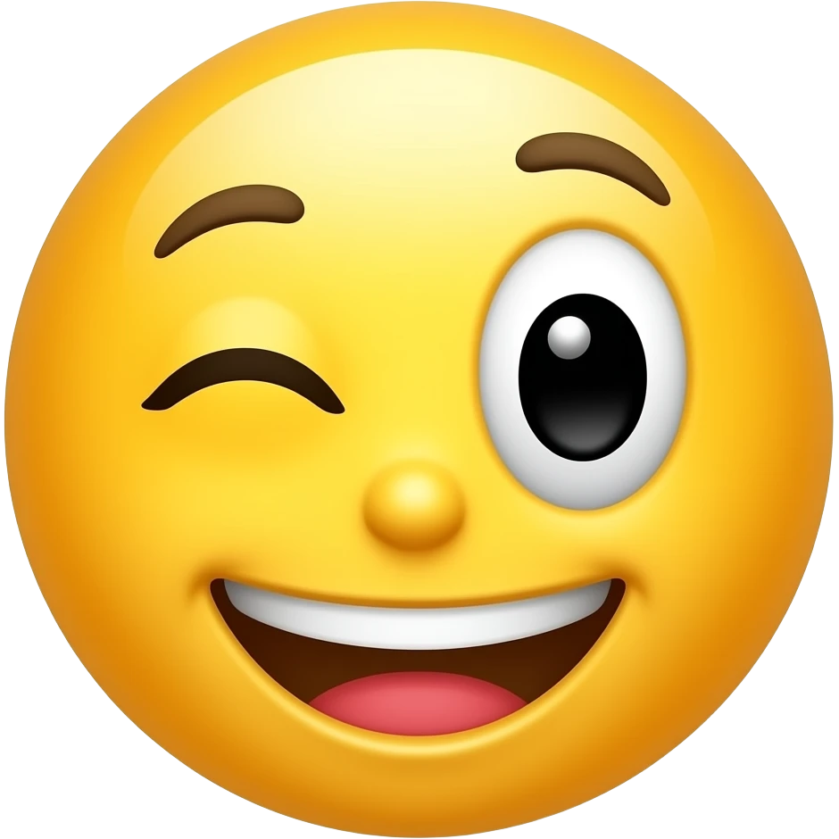 A 😀 Face with One Eye Closed/One Open. emoji