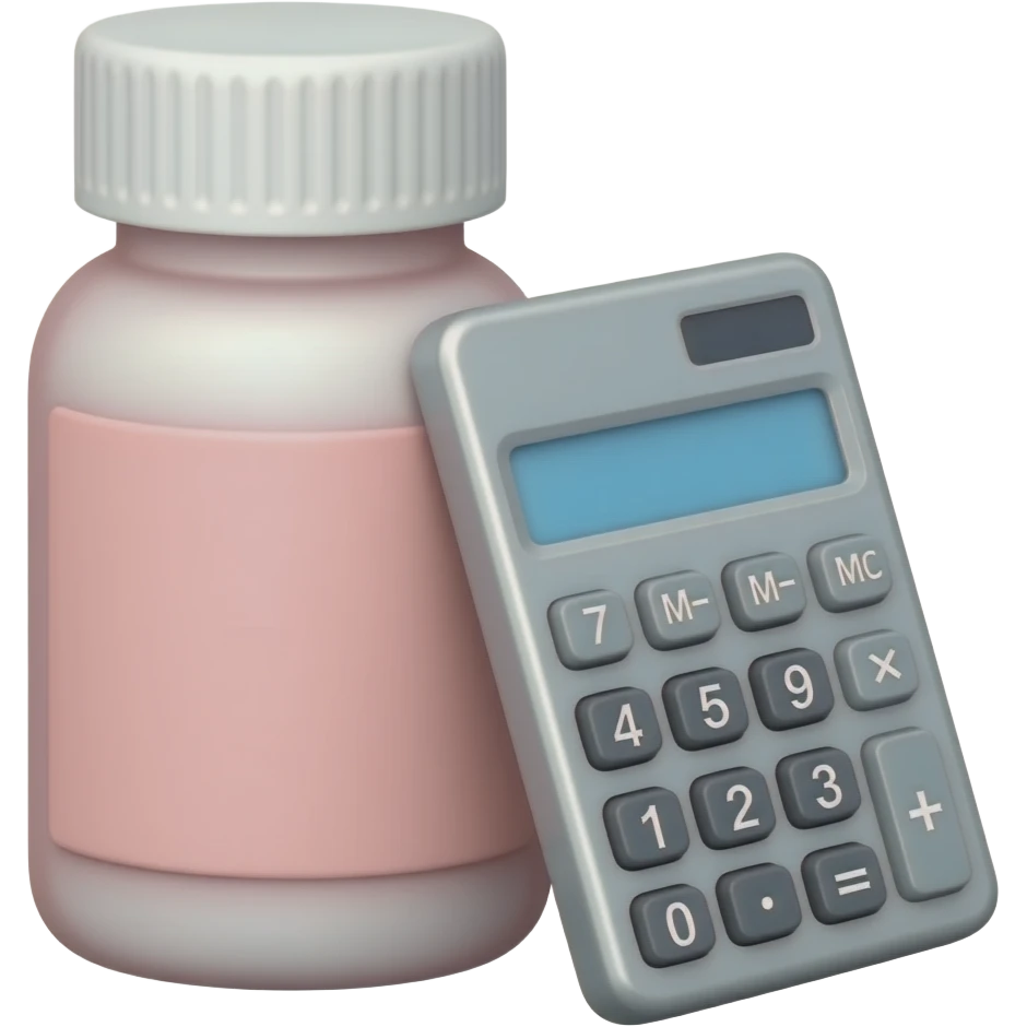aesthetic pastel pink pill bottle with calculator leaning on it emoji ...
