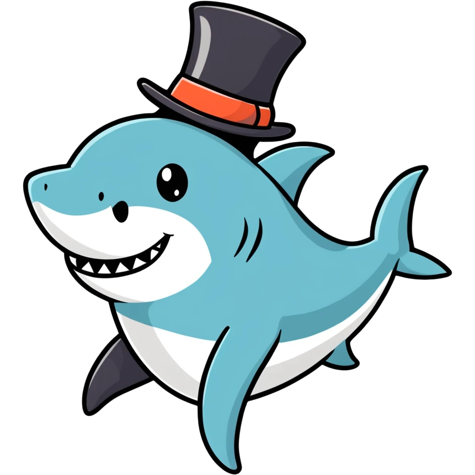 Shark with a top hat emoji