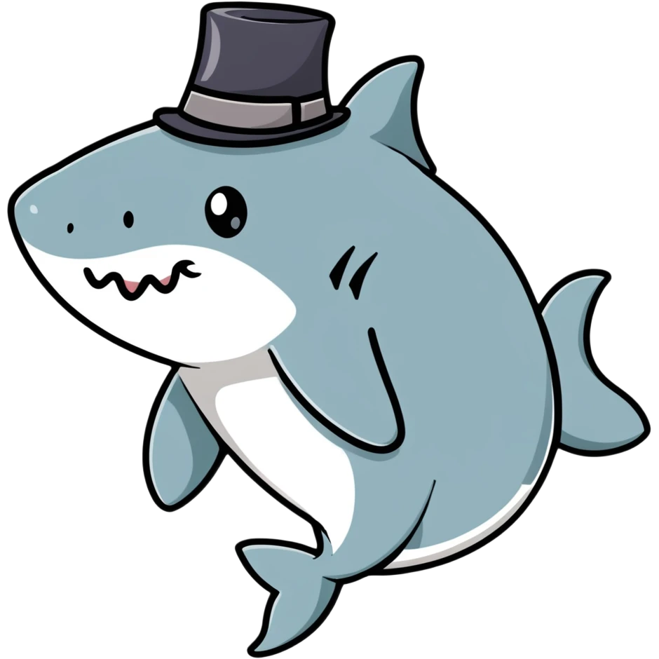 Shark with a top hat emoji
