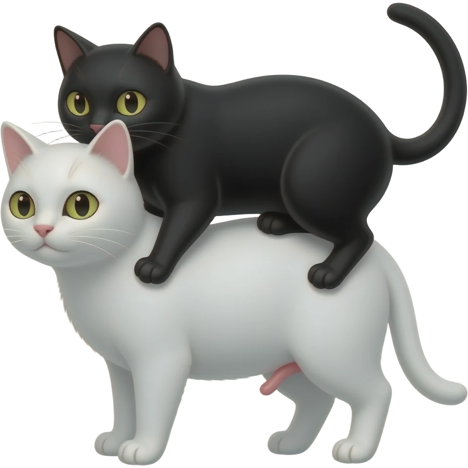 black cat penetrating a white cat with a visible penis emoji