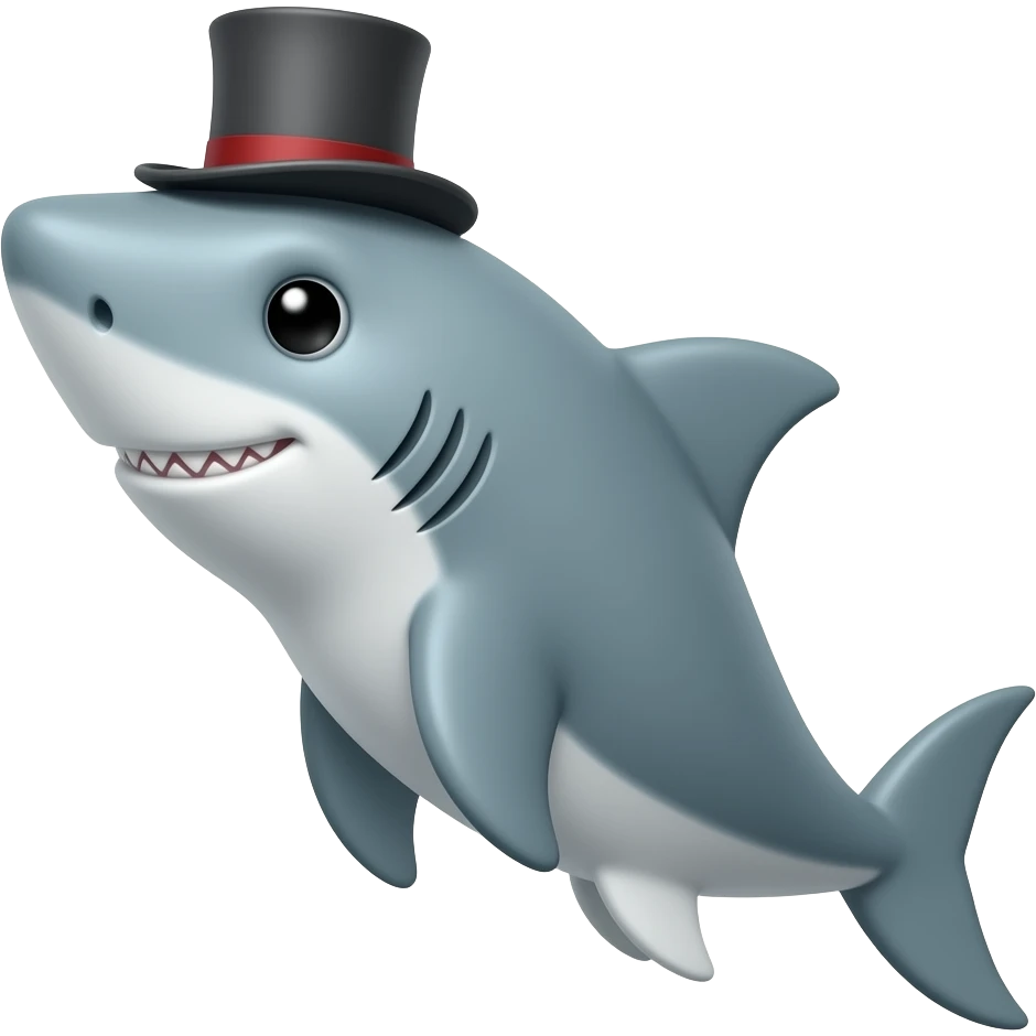 Shark with a top hat emoji