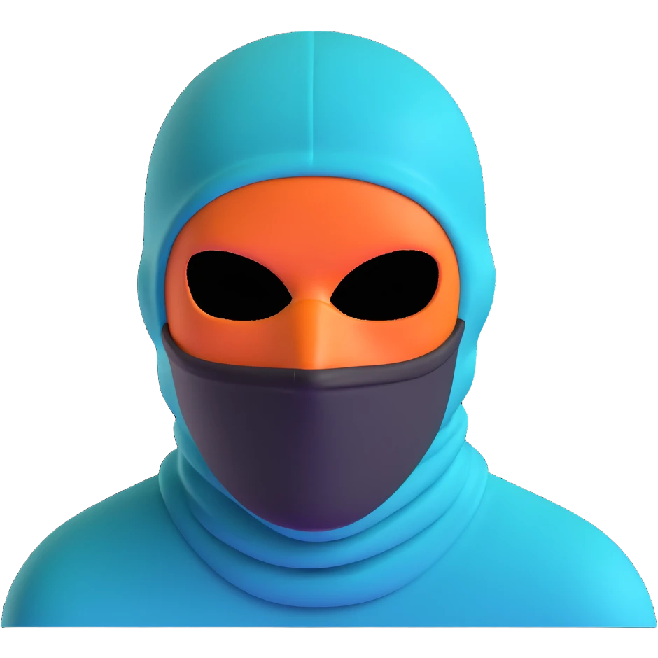 menacing robber with teal and orange balaclava emoji