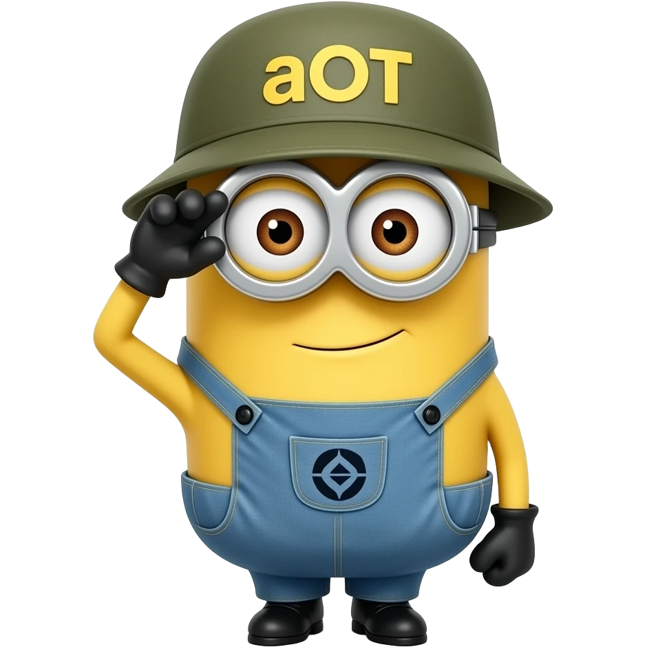 minion in army general uniform saluting text aOT on hat emoji