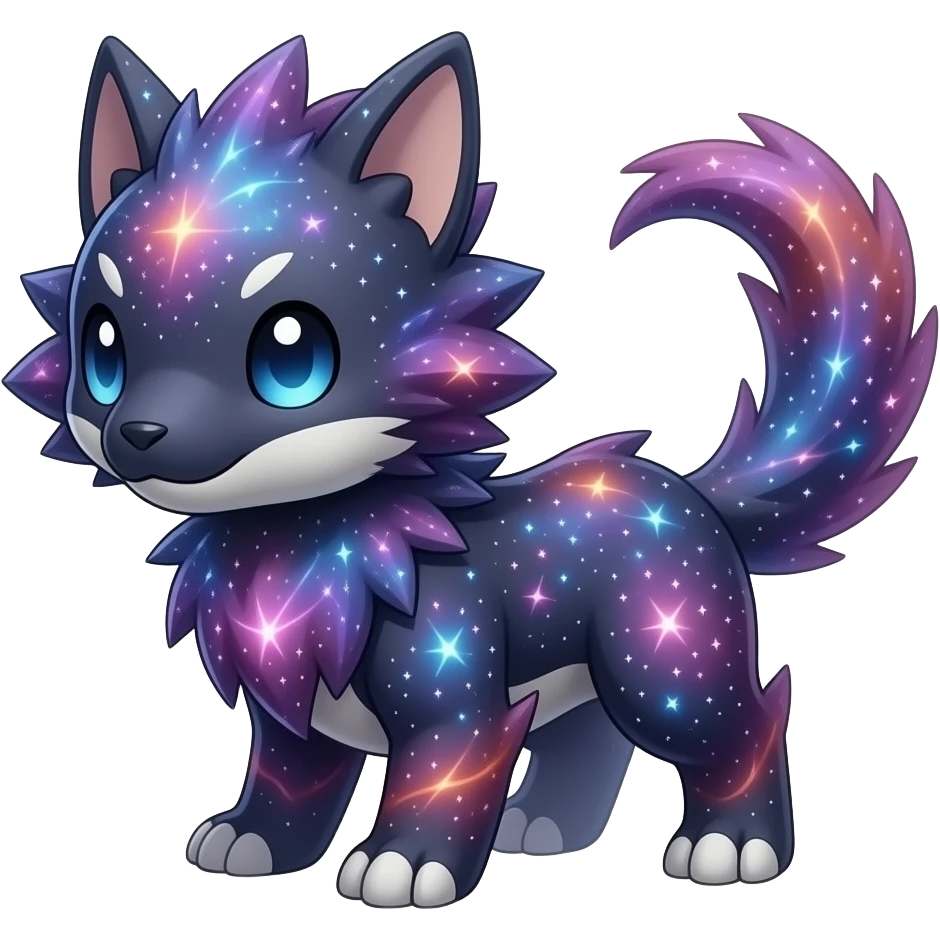 Cute cool colorful dark nebula fantasy-Fakemon-Digimon-animal-hybrid full body emoji