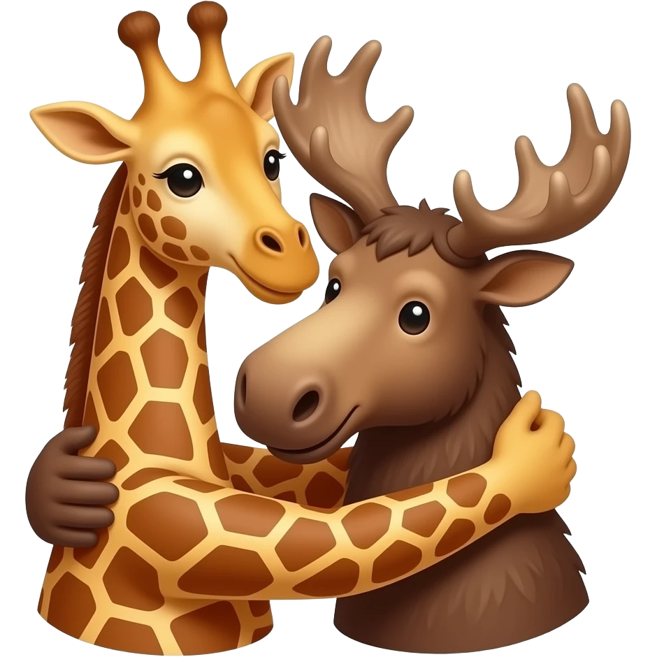 Giraffenkopf und Elchkopf umarmen sich emoji