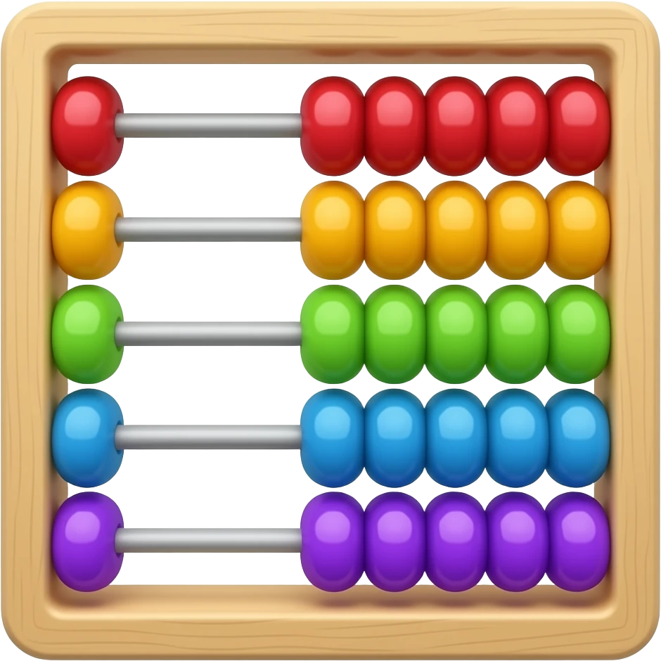 아래알은 4개가림대 기준 위알은 1개로 된 기본 주판 알록달록하게 emoji
