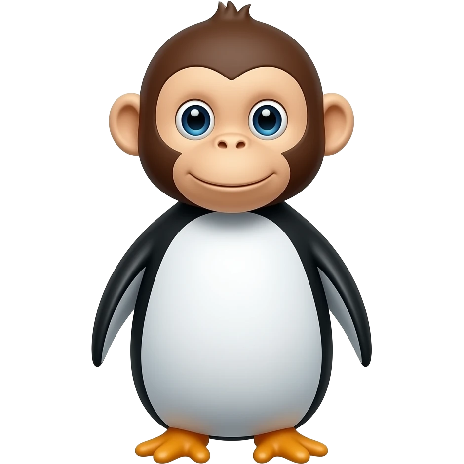 Monkey with a penguin emoji