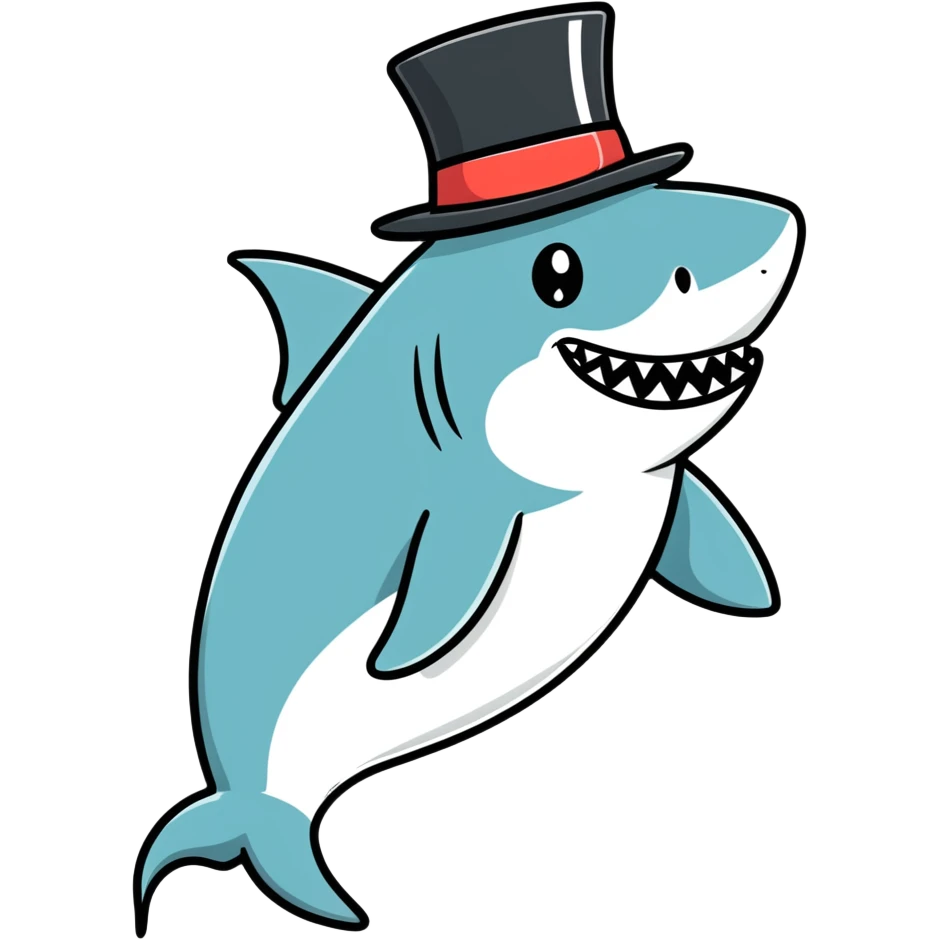 Shark with a top hat emoji