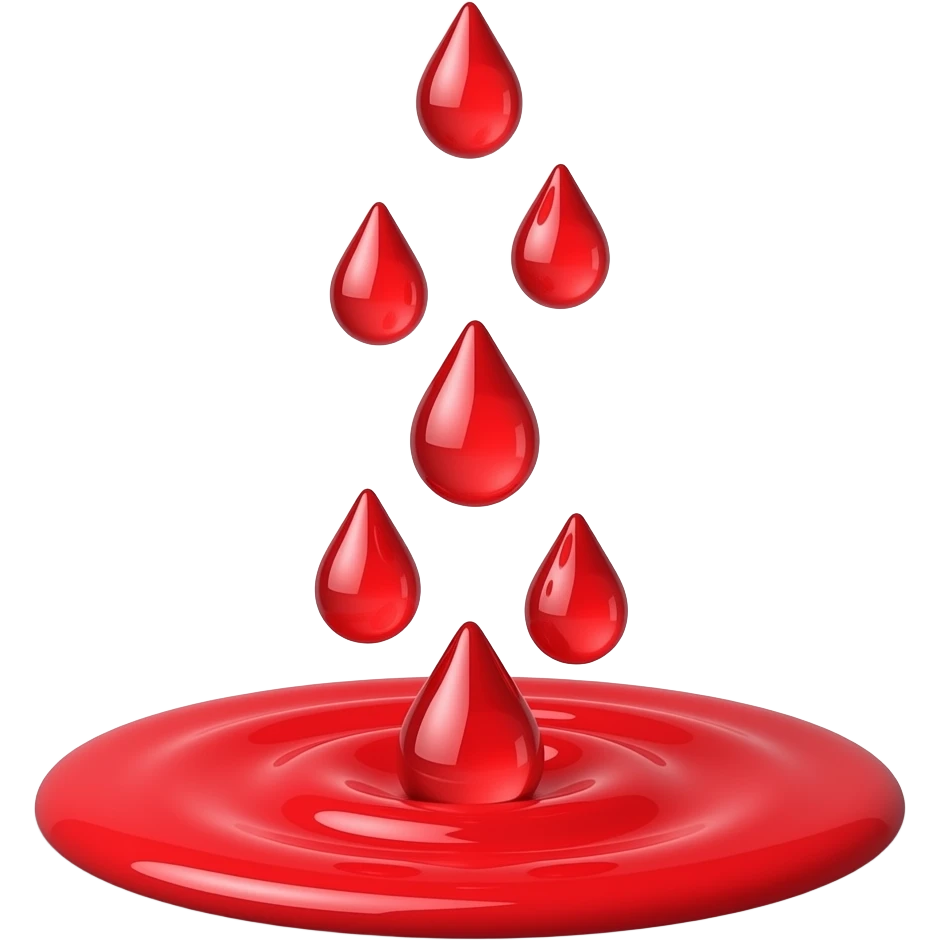 Multiple Red Droplets dropping into a red puddle with frey background emoji