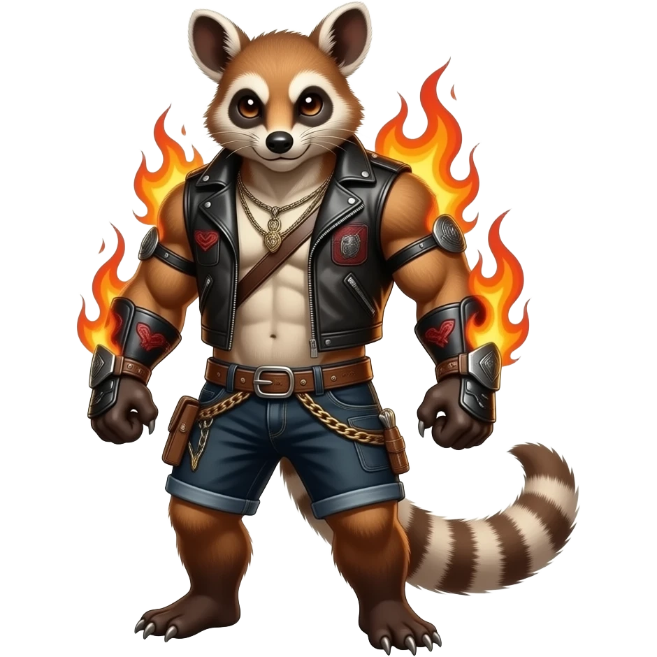 Fiery Handsome Wicked Cool Hot Edgy Badass Numbat-Trico-Civet-Vernid-fusion-hybrid-creature emoji