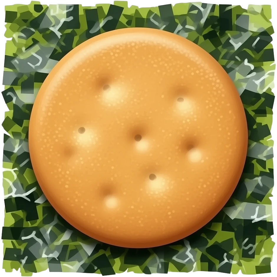 round Traditional Japanese Senbei with below nori wrapper emoji
