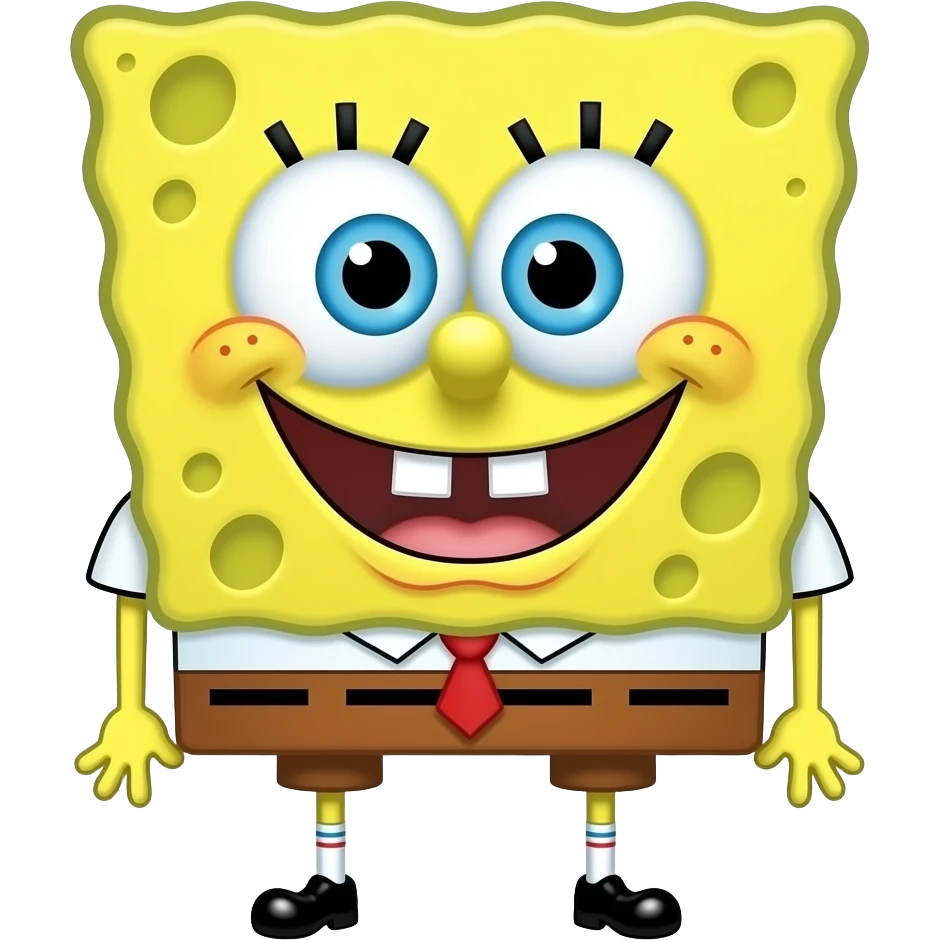 put eye lashes on sponge Bob and nails then add makeup to his face emoji
