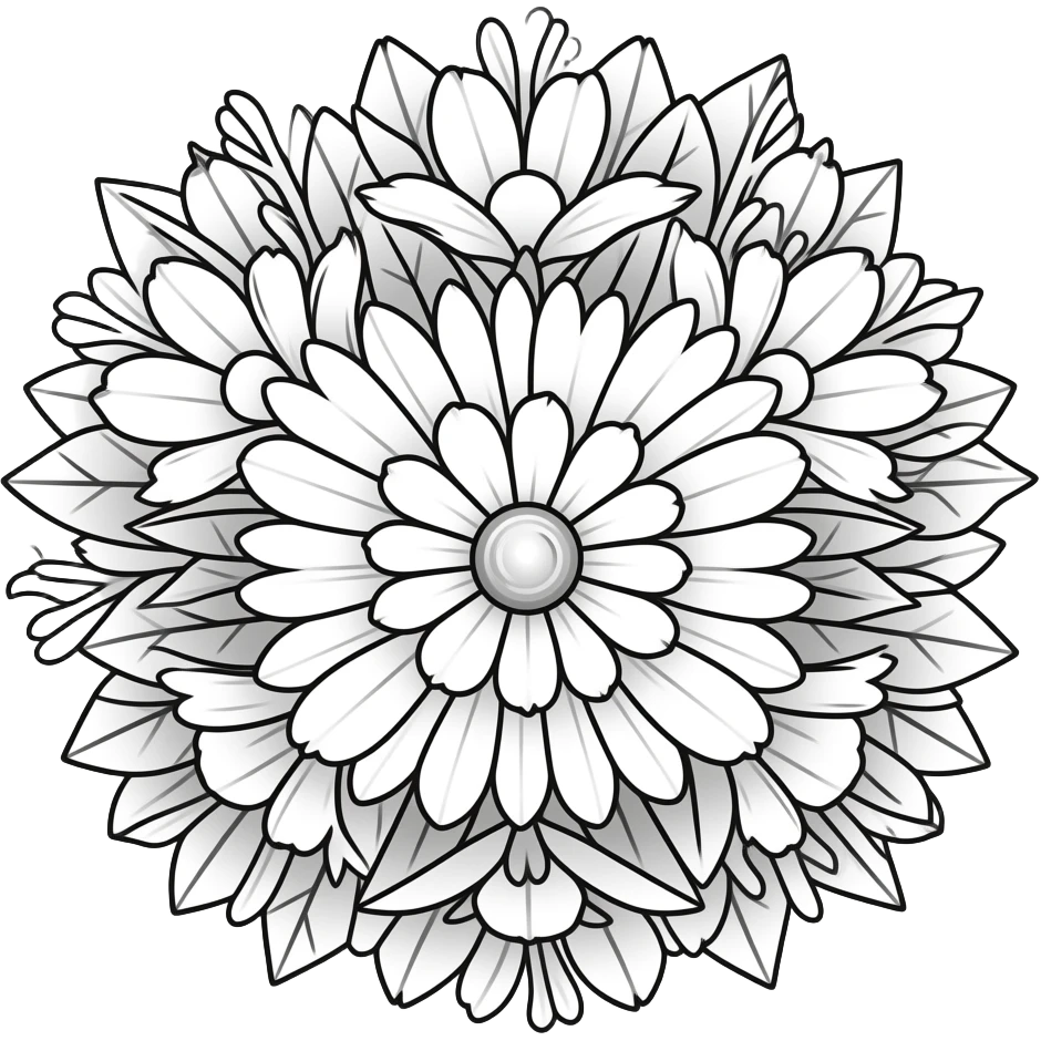 Line art flower bouquet emoji