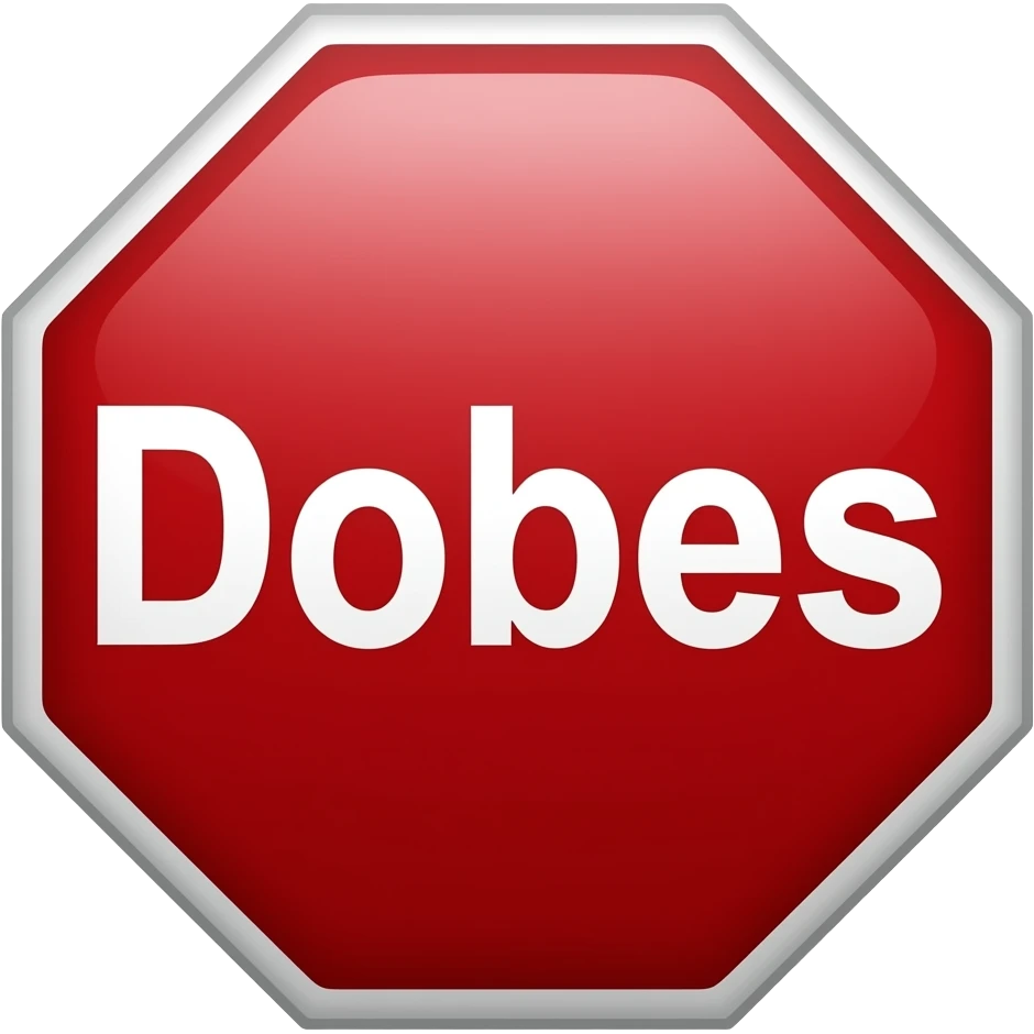 A red stop sign with the name Dobes in white emoji