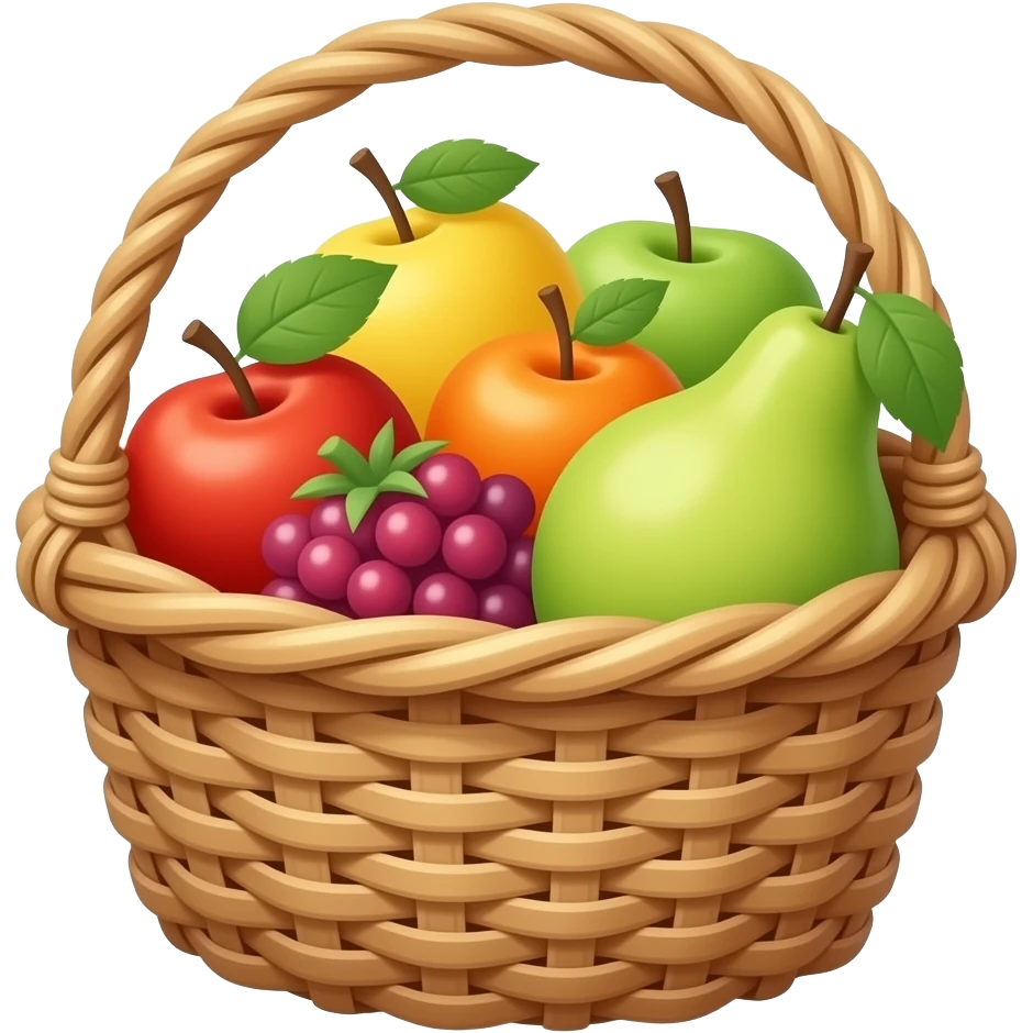 generate fruits in basket emoji with white outline around the emoji emoji