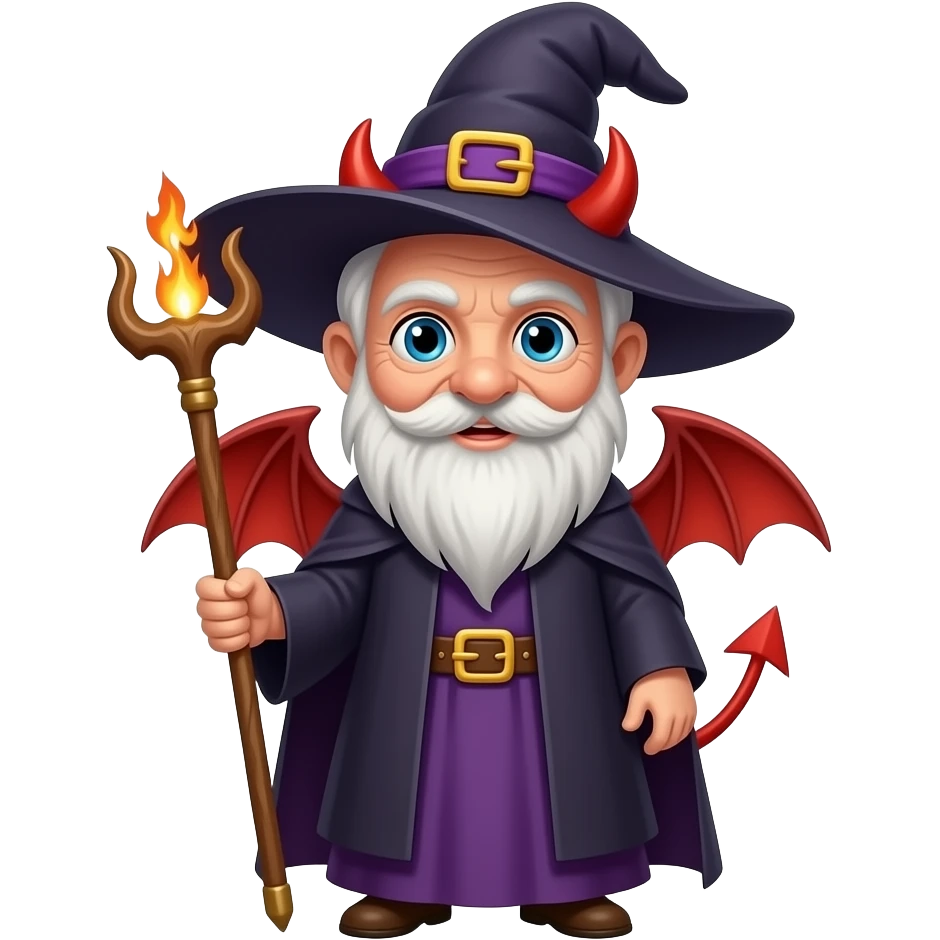Old witch with cute devil emoji