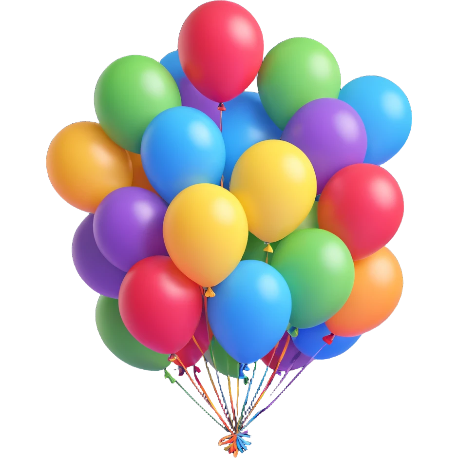balloons in different colors, celebratory emoji