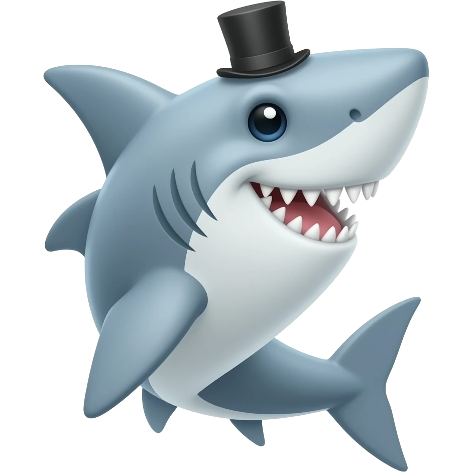 Shark with a top hat emoji