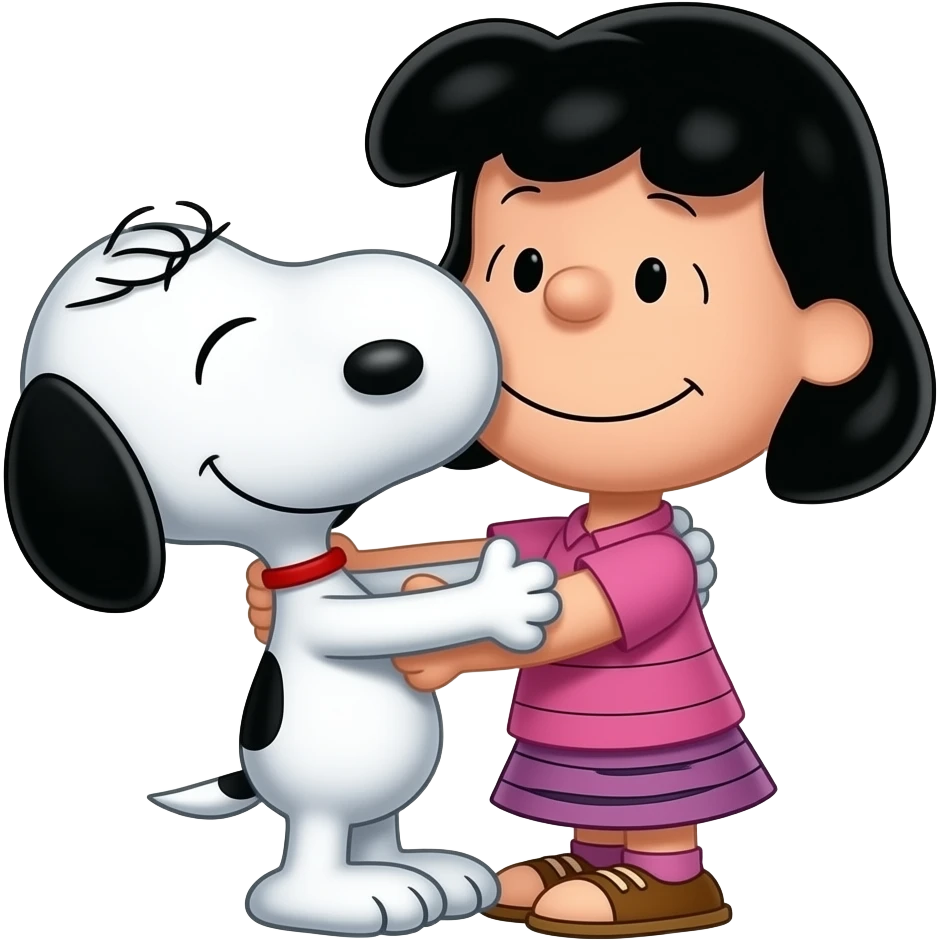 snoopy hugging lucy van pelt emoji