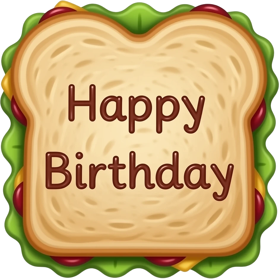 Happy birthday on a peanut butter and jelly sandwich emoji