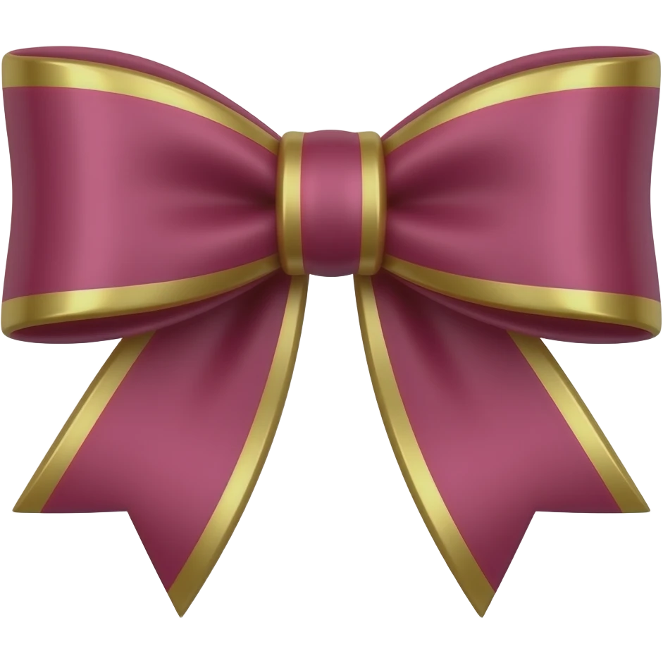 dark pink and gold colored bow emoji