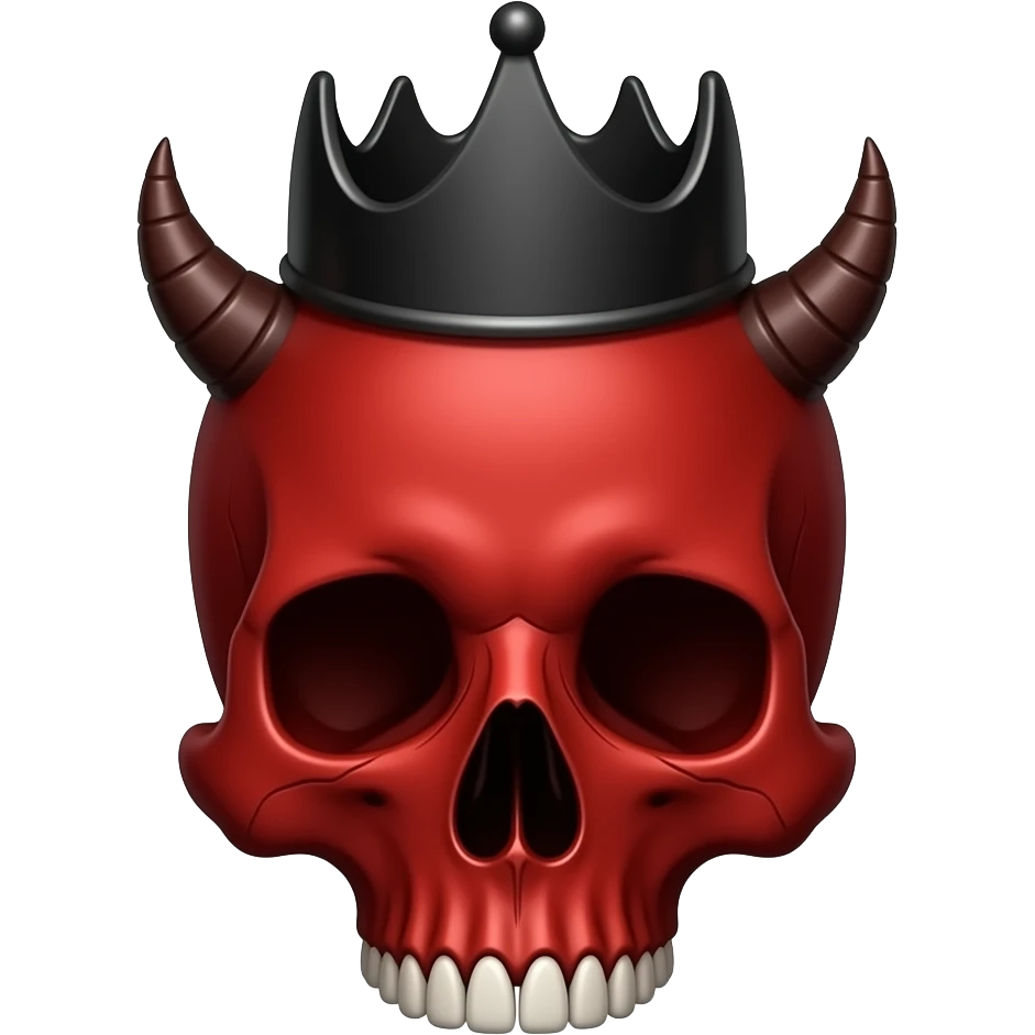 red skull with a black demonic crown no teeth emoji