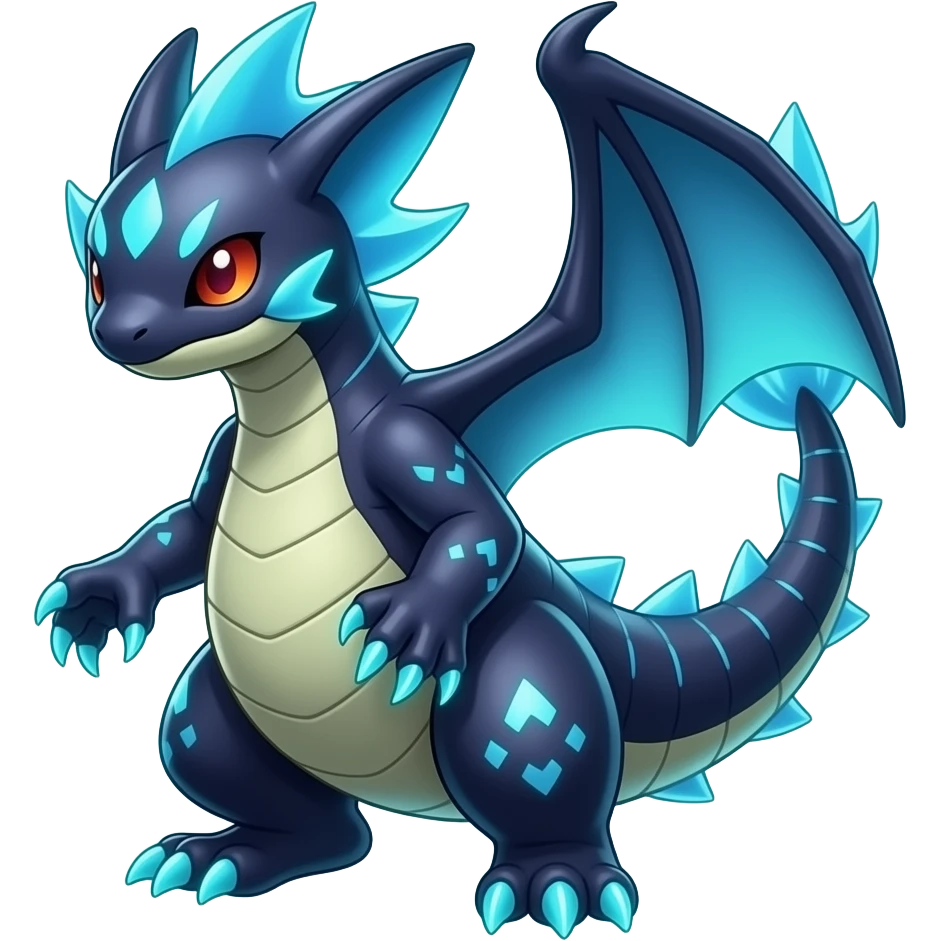 Shiny dark Dusky Neon-glowing bioluminescent edgy cool Salandit-Salamence-Ekans-Seviper-Salazzle-Fakemon-hybrid emoji