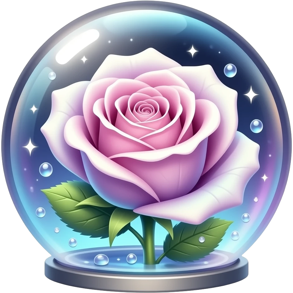 beautiful magic rose inside a sparkly dome emoji