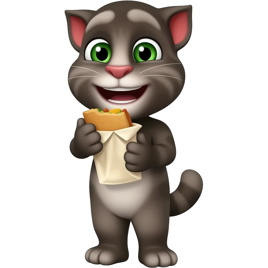 صد تاTalking TOM درحال غذا خوردن emoji